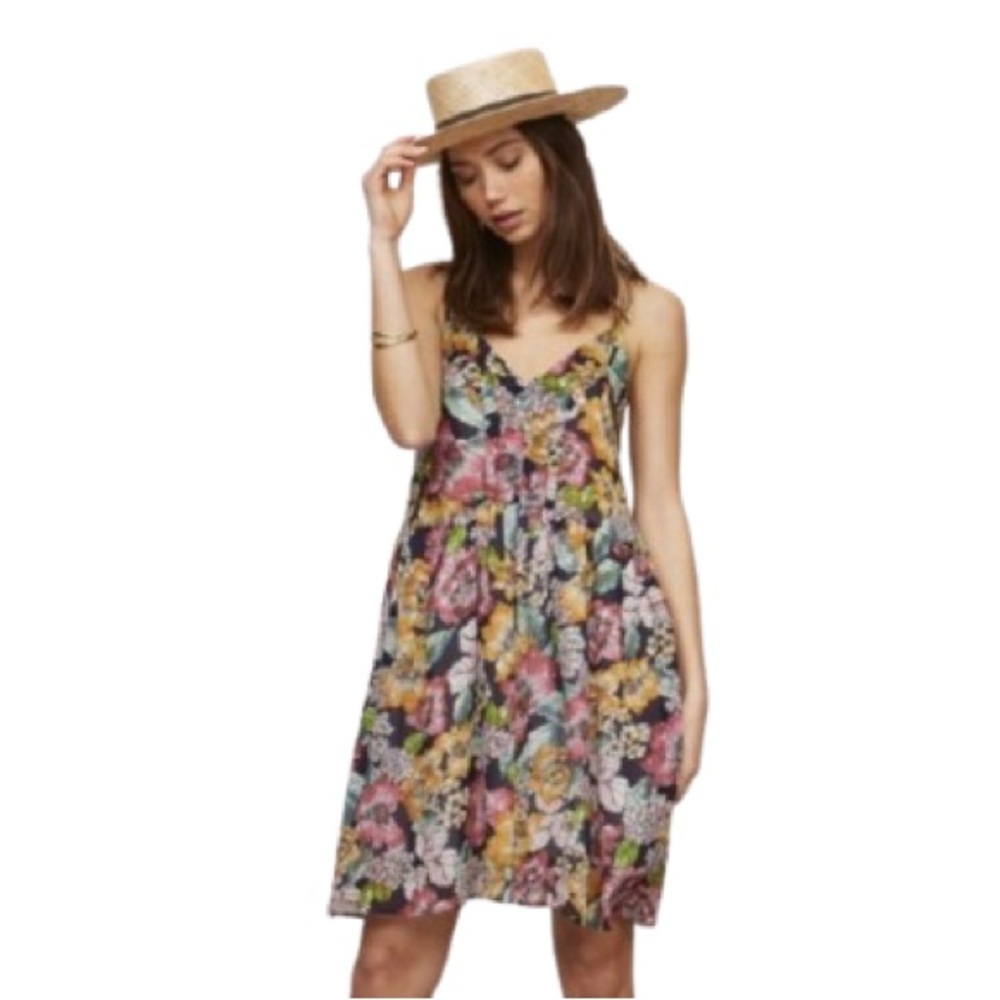 Rachel Pally Floral Chiffon Lola Mini Dress Size Large Made in the USA 🇱🇷